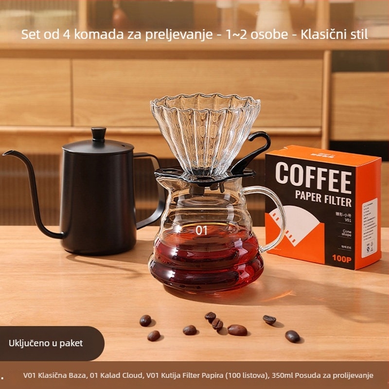 Set ručnog mlinca za kavu za kućnu uporabu i na otvorenom – kompaktan ručni mlin, minimalistički stil, potpuno set