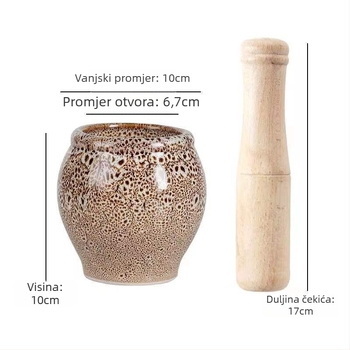 Keramički moštar za češnjak i pestel – tradicionalni kućni alat za pastu od češnjaka, ručni