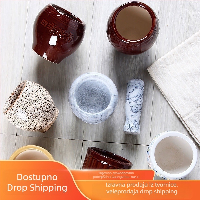 Keramički moštar za češnjak i pestel – tradicionalni kućni alat za pastu od češnjaka, ručni