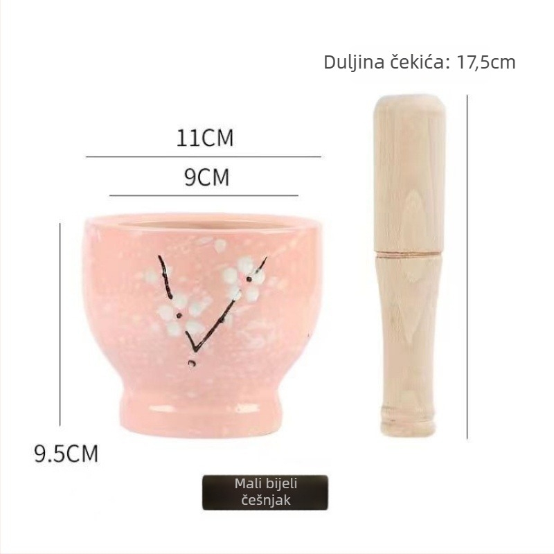 Keramički moštar za češnjak i pestel – tradicionalni kućni alat za pastu od češnjaka, ručni