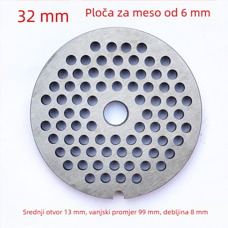Set pločica s otvorima za mljevenje mesa: pločica s otvorima, oštrica i sito