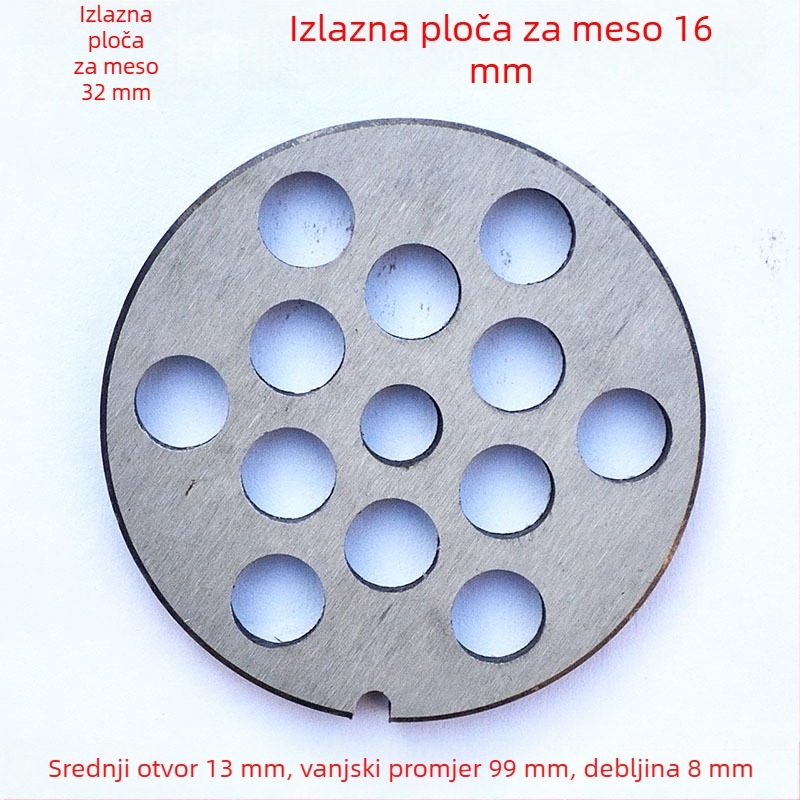 Set pločica s otvorima za mljevenje mesa: pločica s otvorima, oštrica i sito
