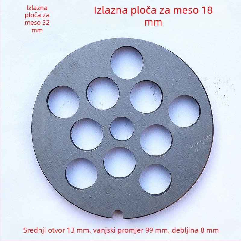Set pločica s otvorima za mljevenje mesa: pločica s otvorima, oštrica i sito