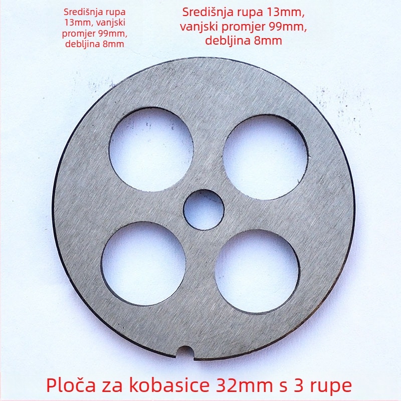 Set pločica s otvorima za mljevenje mesa: pločica s otvorima, oštrica i sito