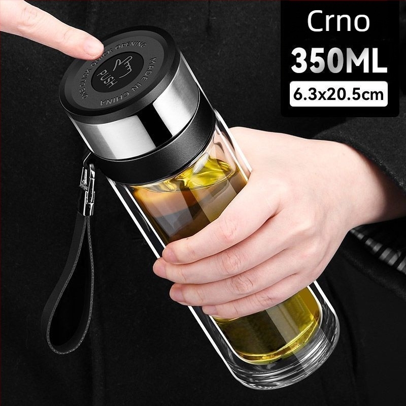 Šalica za čaj od dvostrukog stakla borosilikata za automobil, zaštita od opeklina i izolacija, poklopac s jednim klikom