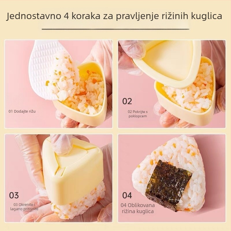 Trokutni kalup za rižine kuglice – plastika, za izradu sushija kod kuće, sigurno za djecu