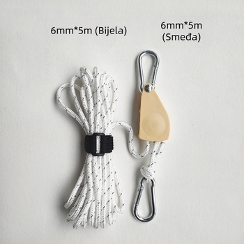 Tensioner užeta za šator s klizačem i reflektirajućom debelom užadi; dužine 2–10 m; promjer užeta 4–10 mm; nosivost do 100 kg po jedinici