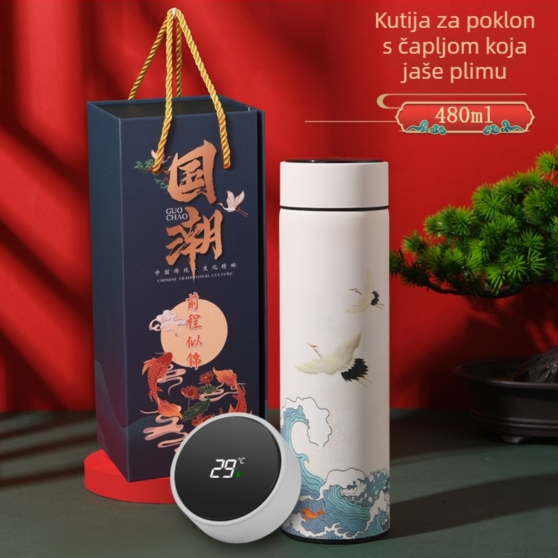 Termos šalica za čaj s odjeljivanjem čaja, unutarnji 304 nehrđajući čelik, vanjski 201 nehrđajući čelik, vakuumska izolacija 6–12 sati, mogućnost prilagodbe logotipa