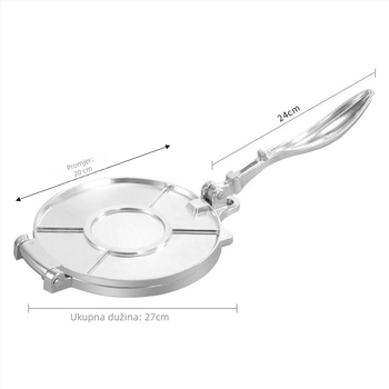 Meksička tortilja presa, (aluminijska legura; ručno upravljanje; otisak logotipa; prilagodljiva obrada)