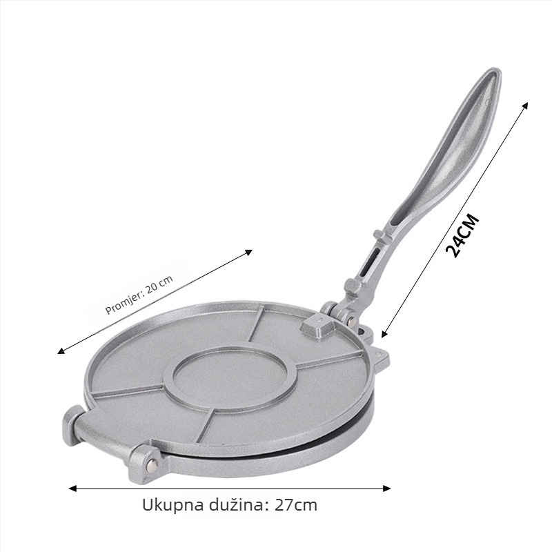 Meksička tortilja presa, (aluminijska legura; ručno upravljanje; otisak logotipa; prilagodljiva obrada)