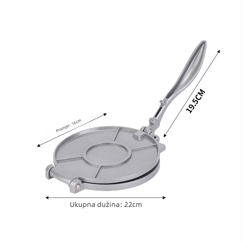 Meksička tortilja presa, (aluminijska legura; ručno upravljanje; otisak logotipa; prilagodljiva obrada)