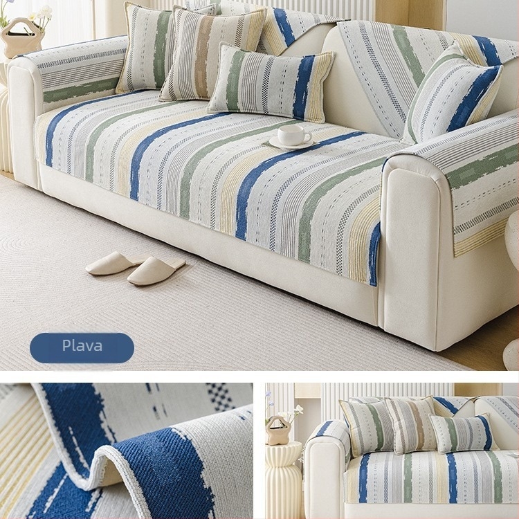 Chenille jastučnica za kauč – doily tip sa geometrijskim uzorkom, za modularni kauč, minimalističkog stila (Materijal: chenille; Uzorak: geometrijski; Pogodno za modularni kauč; Stil: minimalistički; Oblik: doily-tip)