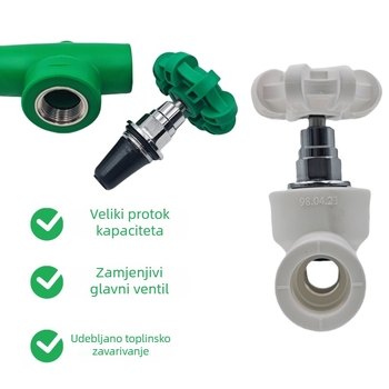 PPR ventil za vodovod, plastični, model 20-32, debljina zida 0–10, razred 100