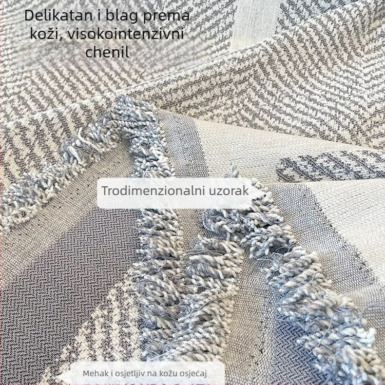 Jednodelna Chenille navlaka za modularne kauče – navlaka u doily stilu s prugama, zaštita od prašine, za sve sezone