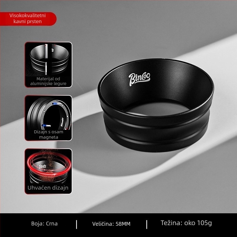 Ručka za espresso portafilter s magnetskim prstenom za prašinu, 51/53/58 mm, aluminijska legura