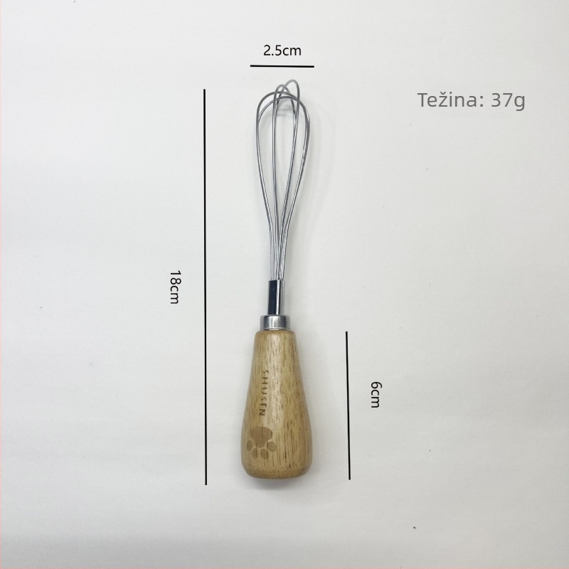 Mućkalica za jaja i odvajač bjelanjaka, presa za pire - 8-dijelni set kuhinjskih alata od nehrđajućeg čelika s ručkama od gumenog drveta