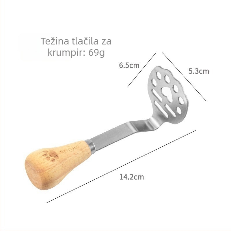 Mućkalica za jaja i odvajač bjelanjaka, presa za pire - 8-dijelni set kuhinjskih alata od nehrđajućeg čelika s ručkama od gumenog drveta