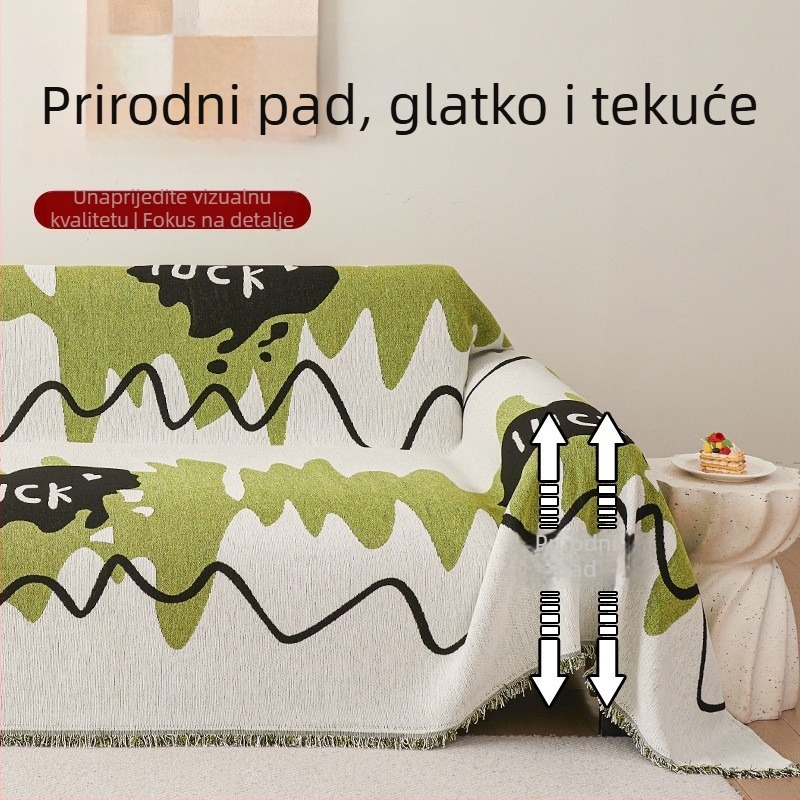 Chenille navlaka za kutnu sofu – uzorci: pruge, geometrijski, crtani; protuklizna i bez dlačica