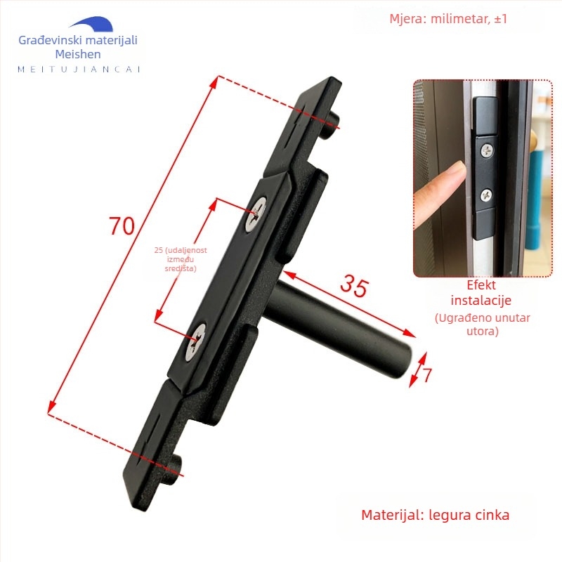 Set sigurnosnih zatvarača za klizna vrata – materijal: cinkova legura i nehrđajući čelik; stil: moderan minimalistički; šifra: Fiuirewrtiooyy; model: Drugo
