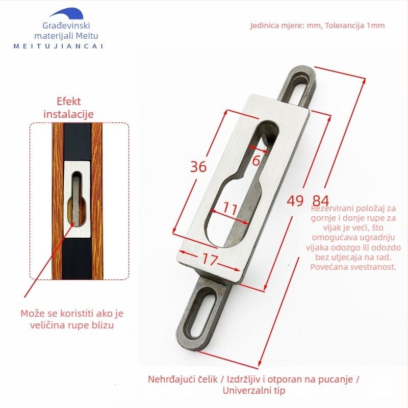 Set sigurnosnih zatvarača za klizna vrata – materijal: cinkova legura i nehrđajući čelik; stil: moderan minimalistički; šifra: Fiuirewrtiooyy; model: Drugo