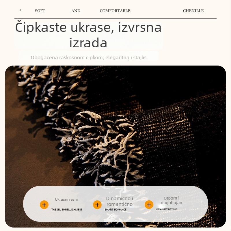 Chenille navlaka za kauč, jednodjelna, strojno pranje, protuklizna, za kombinirane kauče