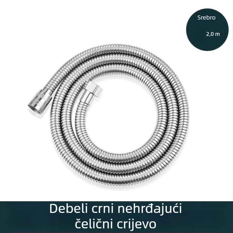 Tuš set s velikim protokom, crijevo od bakra/nerđajućeg čelika, okrugla glava tuša, navojni priključak, moderan minimalistički stil