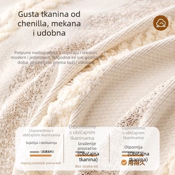 Navlaka za kauč Chenille, prugasti uzorak, univerzalna prilagodba, francuski stil, tip jastuka