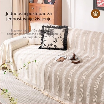 Navlaka za kauč Chenille, prugasti uzorak, univerzalna prilagodba, francuski stil, tip jastuka