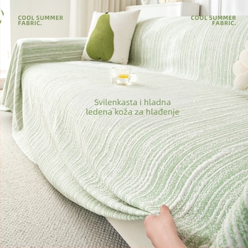 Hladna svilenkasta navlaka za kauč, doily oblik, za modularne sofae, prugasti uzorak