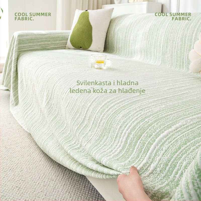 Hladna svilenkasta navlaka za kauč, doily oblik, za modularne sofae, prugasti uzorak