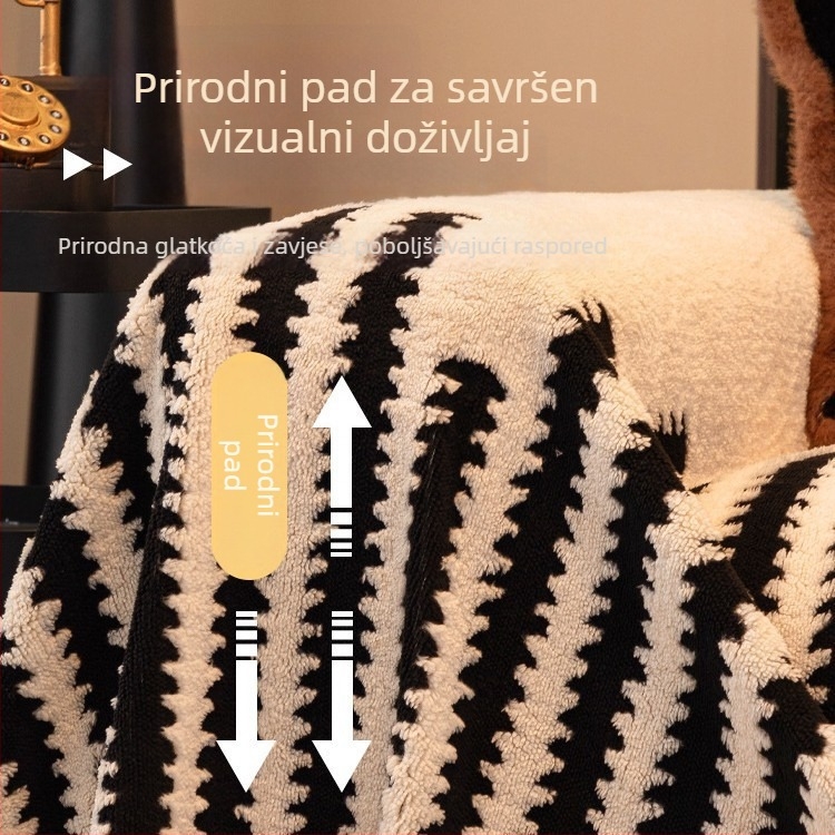 Navlaka za kutnu garnituru — Shu cotton velvet, prugasti uzorak, minimalistički moderni stil