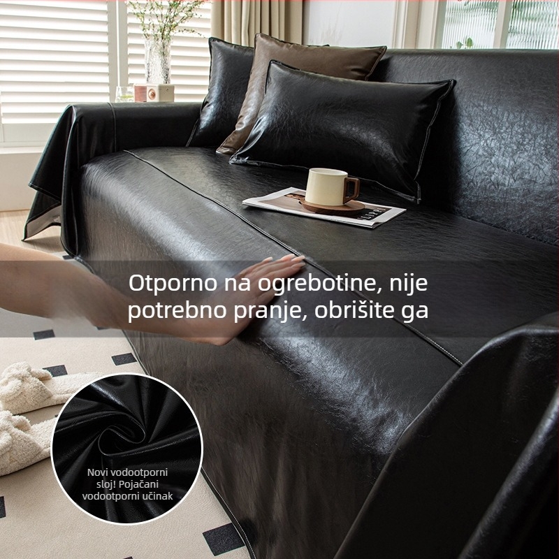 Presvlačenje za kauč od voskane kože — jednopartno, otporno na ogrebotine mačaka, ne lijepi dlake, vodootporna tehnološka tkanina, jednofarbeni uzorak