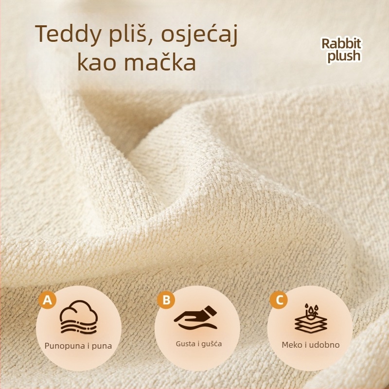 Navlaka za sofu - vodootporna Teddy Fleece, univerzalna prilagodba, minimalistički stil, jednobojni uzorak
