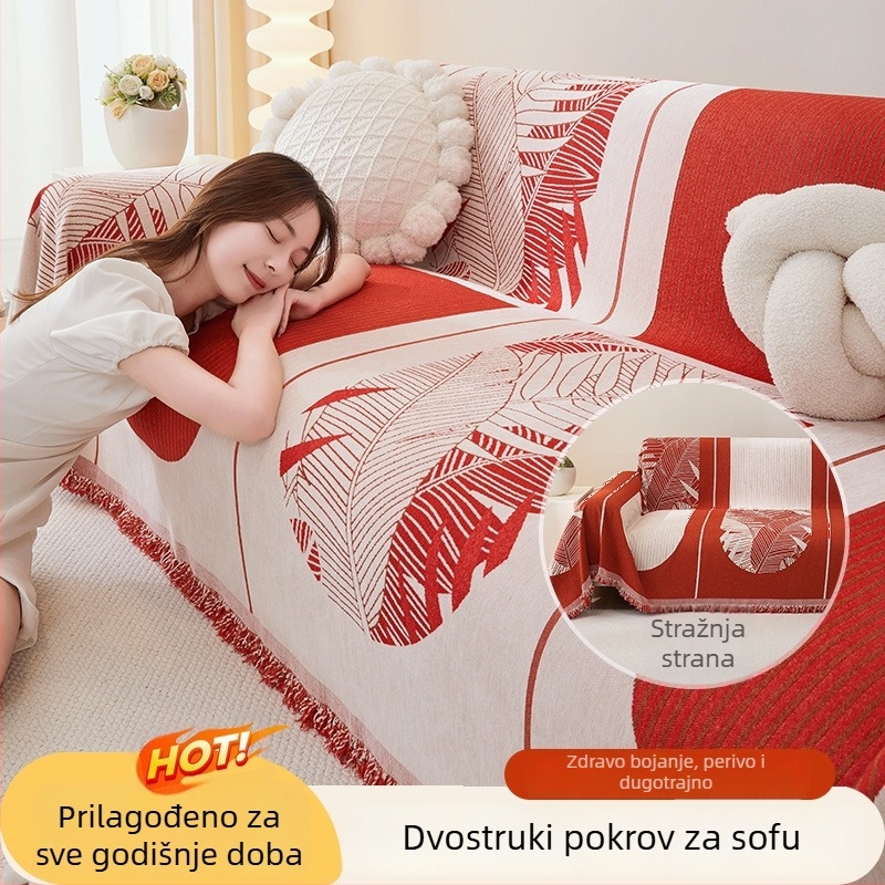 Pokrov za kauč od chenille, jednofarbni uzorak, za opći kauč, svečani stil
