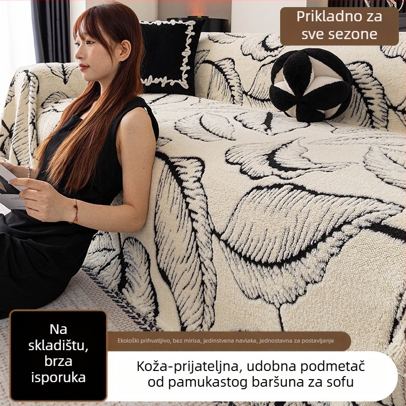 Navlaka za kauč s prugama, univerzalna prilagodba, minimalistički stil, prilagodljivo, materijal: Shu cotton velvet