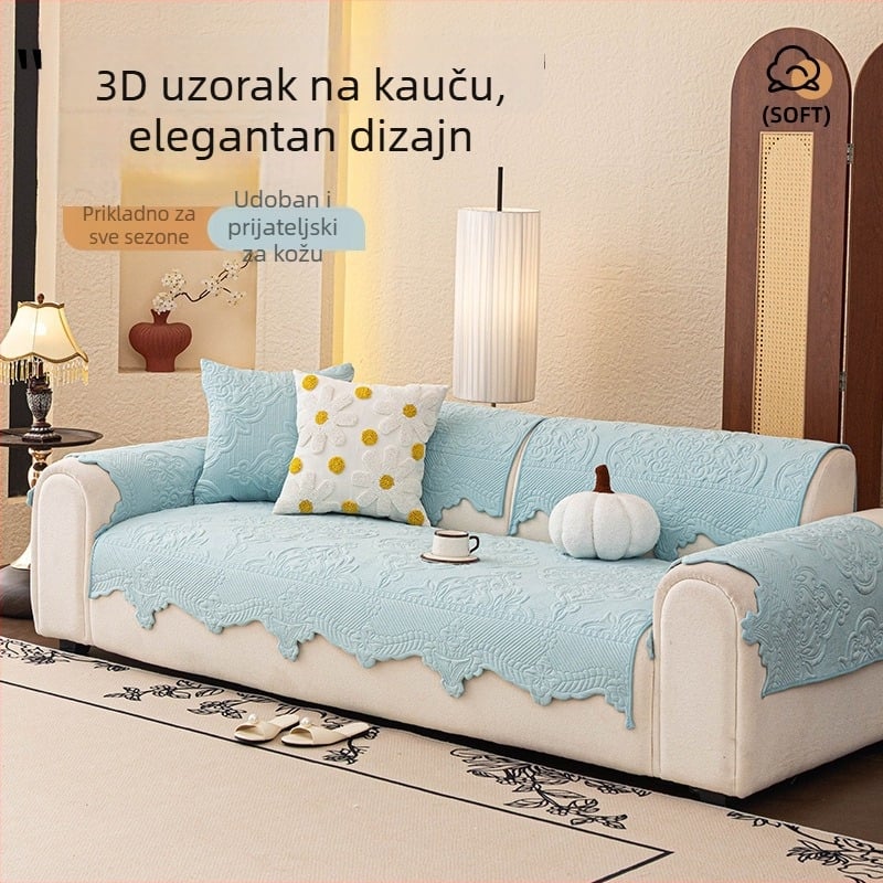 Navlaka za kauč jastučić od opranog pamuka, karirani uzorak, minimalistički stil, protuklizno