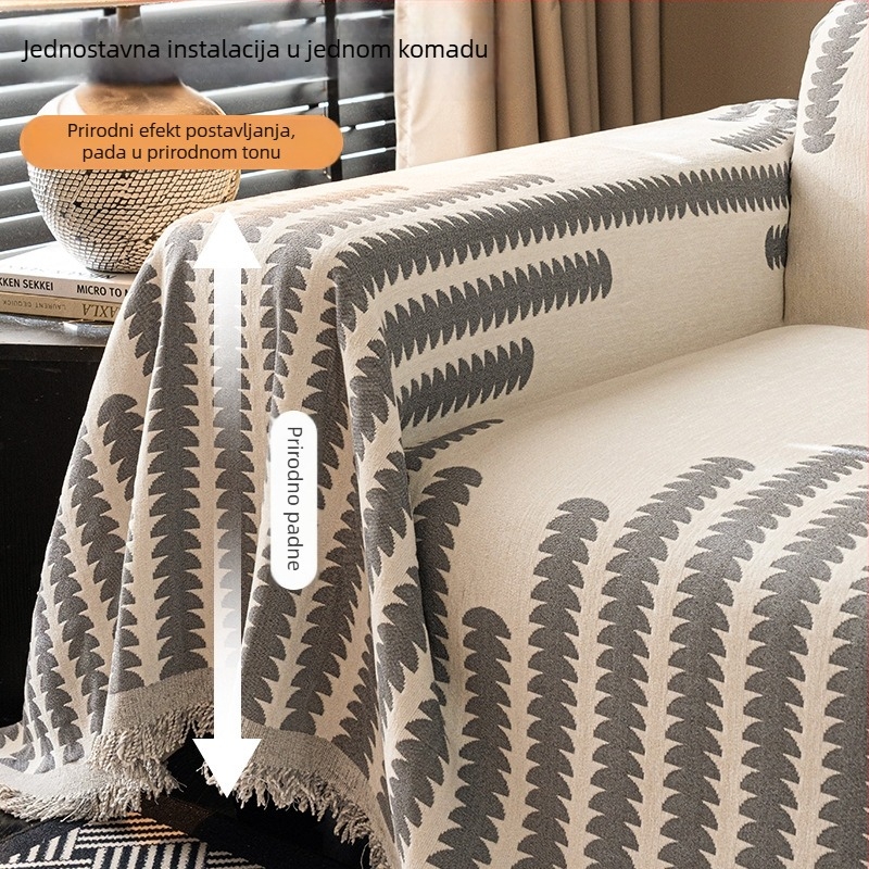 Chenille navlaka za kauč – jednodijelna, minimalistički doily stil, za kutne kauče, sve godišnje navlaka za prašinu