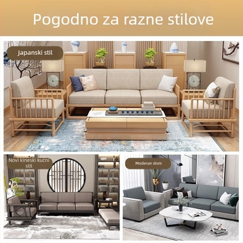 Prilagođene jastuke za kauč s visokom gustoćom pjene, masivnim mahagoni okvirom, tkanina presvlaka, debeli i čvrsti nasloni i jastuci za sjedanje