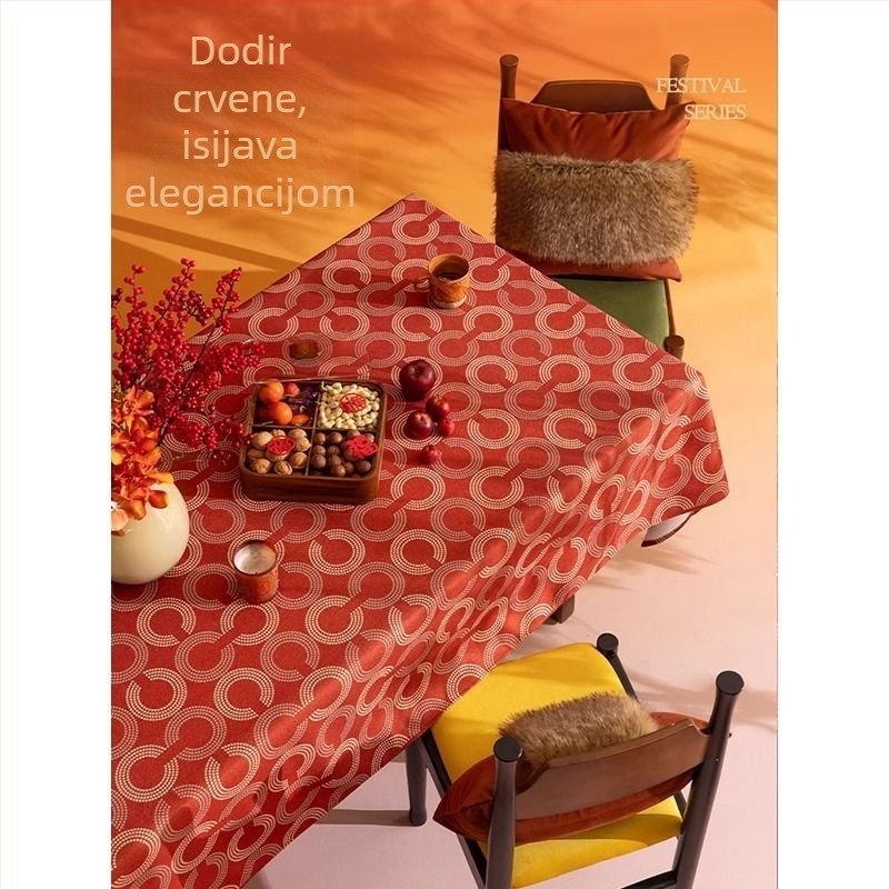 Stolnjak za stol, pravokutni oblik, poliester, vodootporan, svečani uzorak, Novi kineski stil