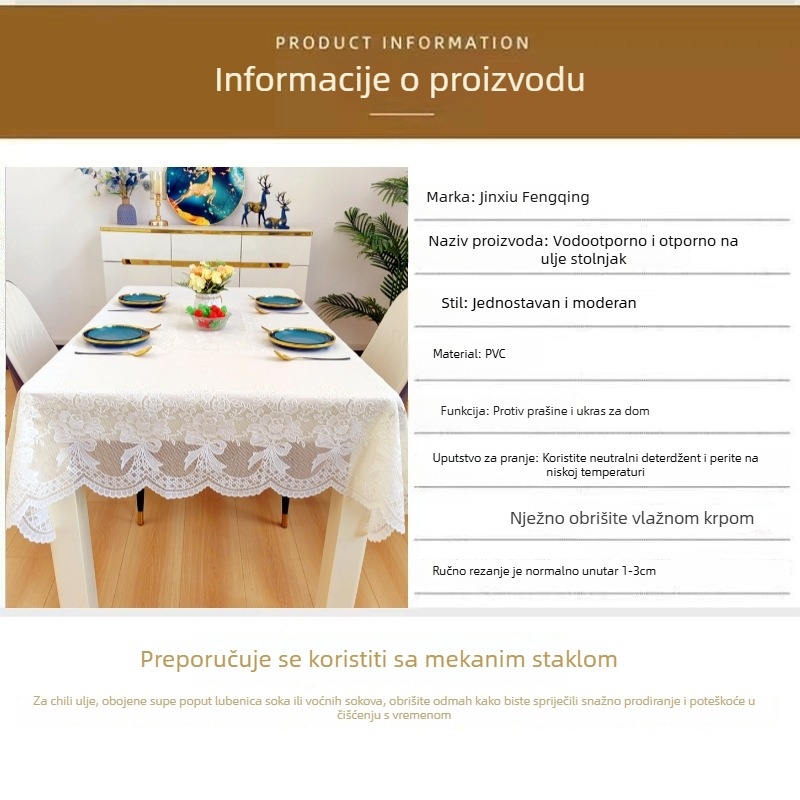 Tablecloth za kauč stol – PVC; vodootporan; otporan na prašinu i masnoće; pravokutnog oblika; s floralnim uzorkom