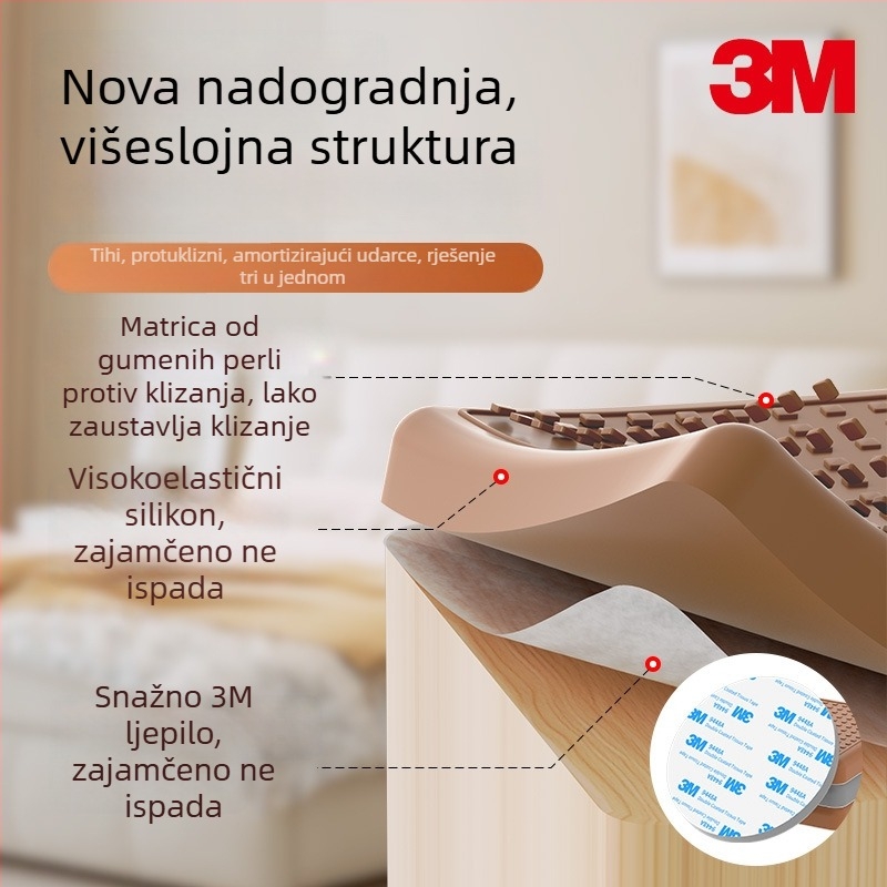 Silikonska podloška za noge stola i stolice – kvadratni uzorak točkica, protuklizna, tiha, otporna na visoke temperature