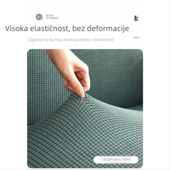 Velika kvadratna elastična navlaka za niski kvadratni taburet, potpuno prekrivanje, siva