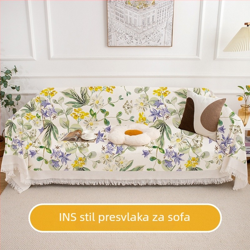 Navlaka za kauč — abstraktan uzorak, Ins stil; materijal: poliester; pogodna za kombinirani kauč