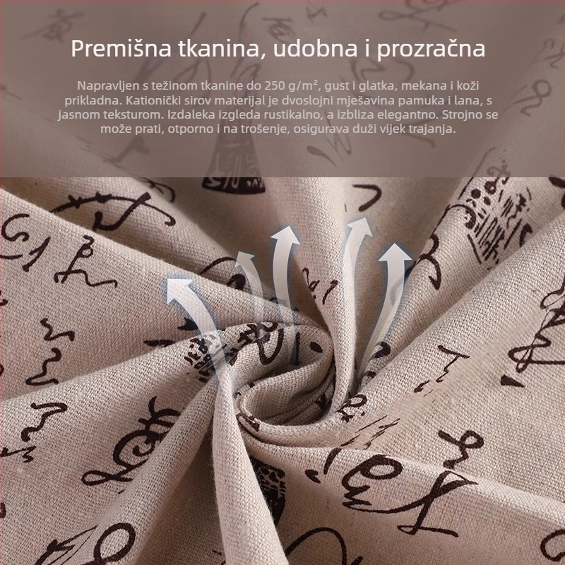 Presvlaka za stol od pamuka i lana, pravokutnog oblika, s tekstnim uzorkom, u stilu novog kineskog dizajna, zaštita od prašine