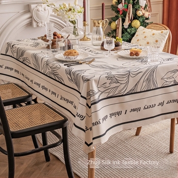 Pravokutni vodootporni stolnjak – 50/50 poliester-pamuk mješavina, kućna upotreba, američki stil, lagani luksuzni stolnjak za dnevni boravak, spavaću sobu i blagovaonu