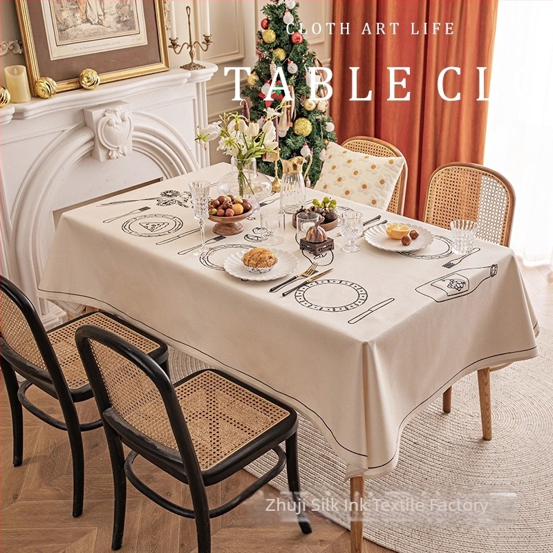 Pravokutni vodootporni stolnjak – 50/50 poliester-pamuk mješavina, kućna upotreba, američki stil, lagani luksuzni stolnjak za dnevni boravak, spavaću sobu i blagovaonu