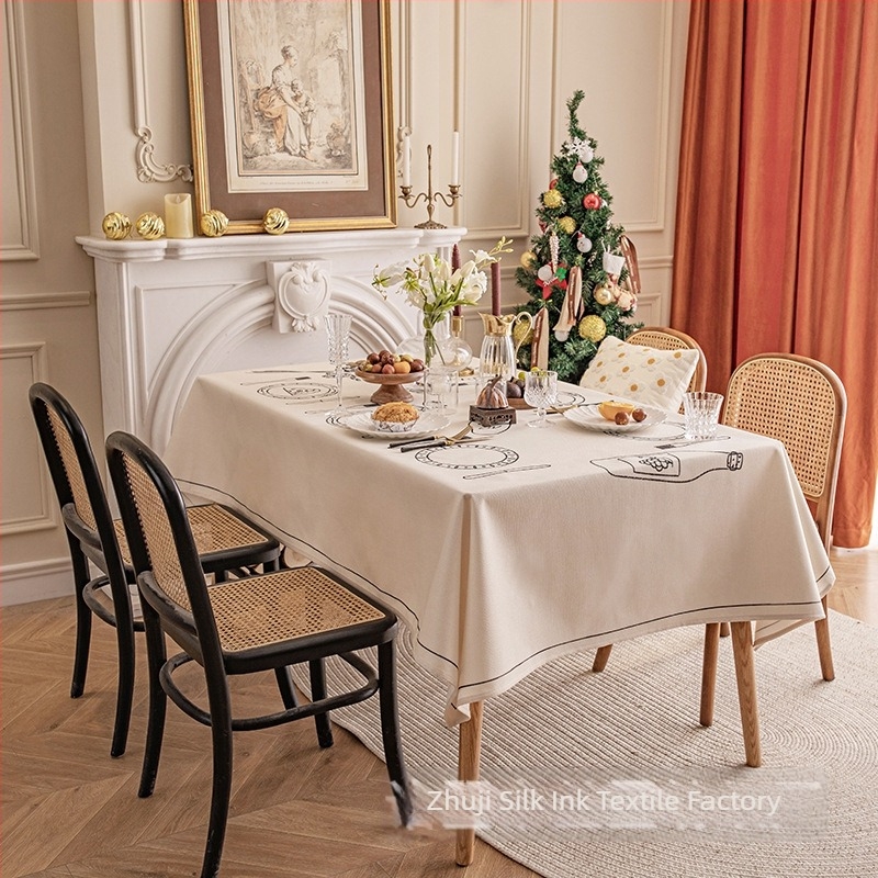 Pravokutni vodootporni stolnjak – 50/50 poliester-pamuk mješavina, kućna upotreba, američki stil, lagani luksuzni stolnjak za dnevni boravak, spavaću sobu i blagovaonu