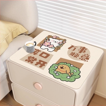 Podmetač za noćni ormarić, protuklizni, otporan na opeklinu, PVC, kvadratni, s ljubkim motivom životinja