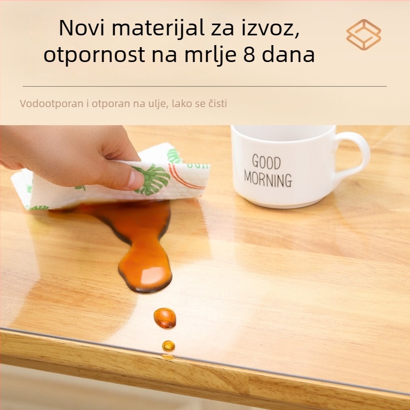 Prozirna PVC zaštitna podloga za stol za čaj, pravokutnog oblika, vodootporna, otporna na masnoću, prašinu, visoke temperature