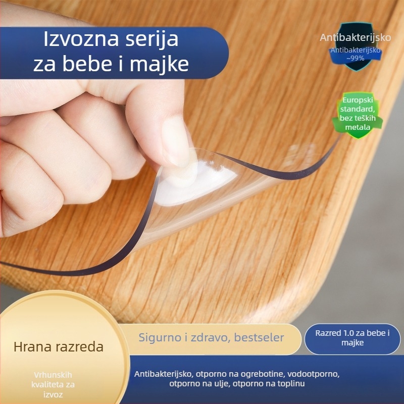 Prozirna PVC zaštitna podloga za stol za čaj, pravokutnog oblika, vodootporna, otporna na masnoću, prašinu, visoke temperature